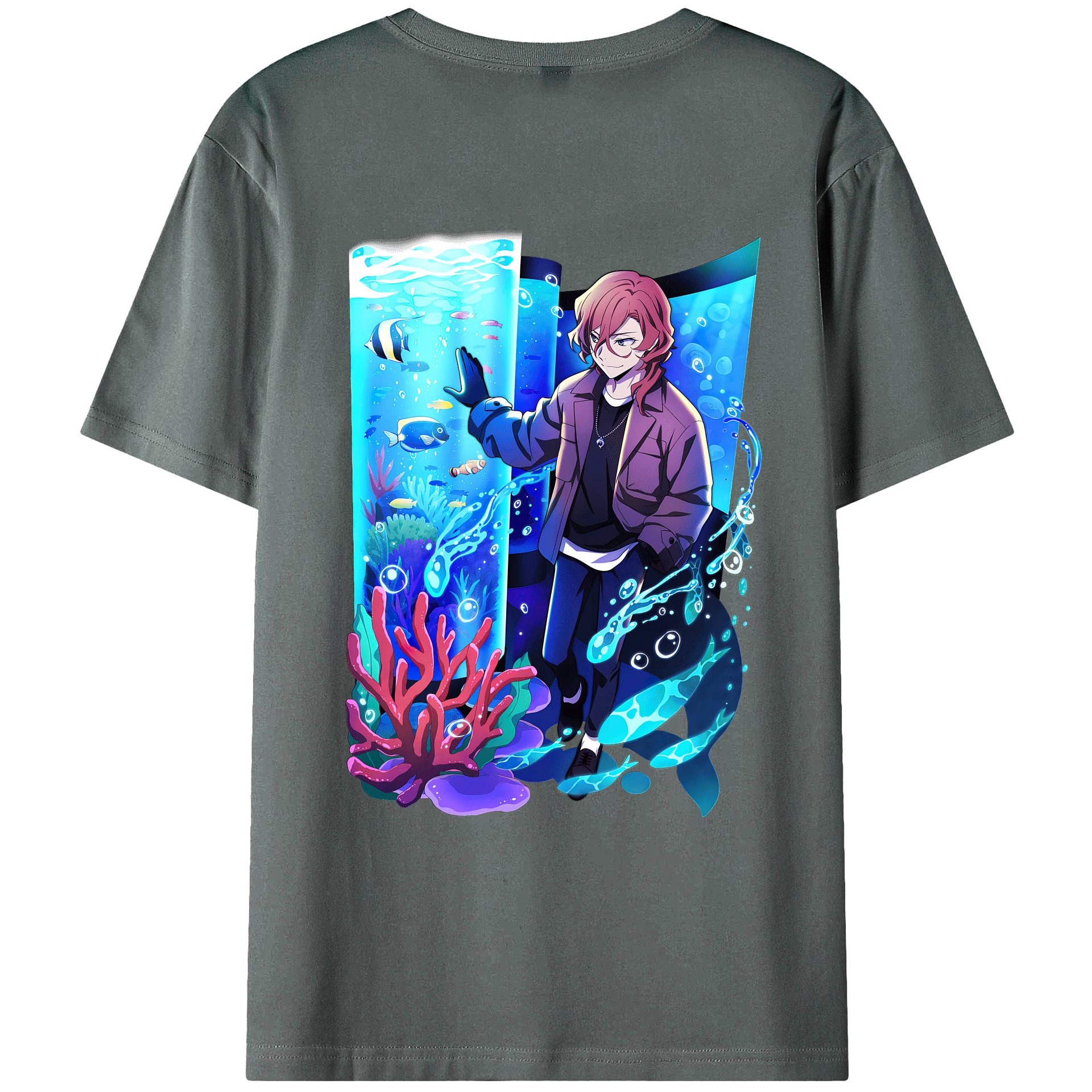 （画像用） 文豪ストレイドッグス Bungo Stray Dogs 綿100％ メンズ半袖Tシャツ（バックプリント） 通気性